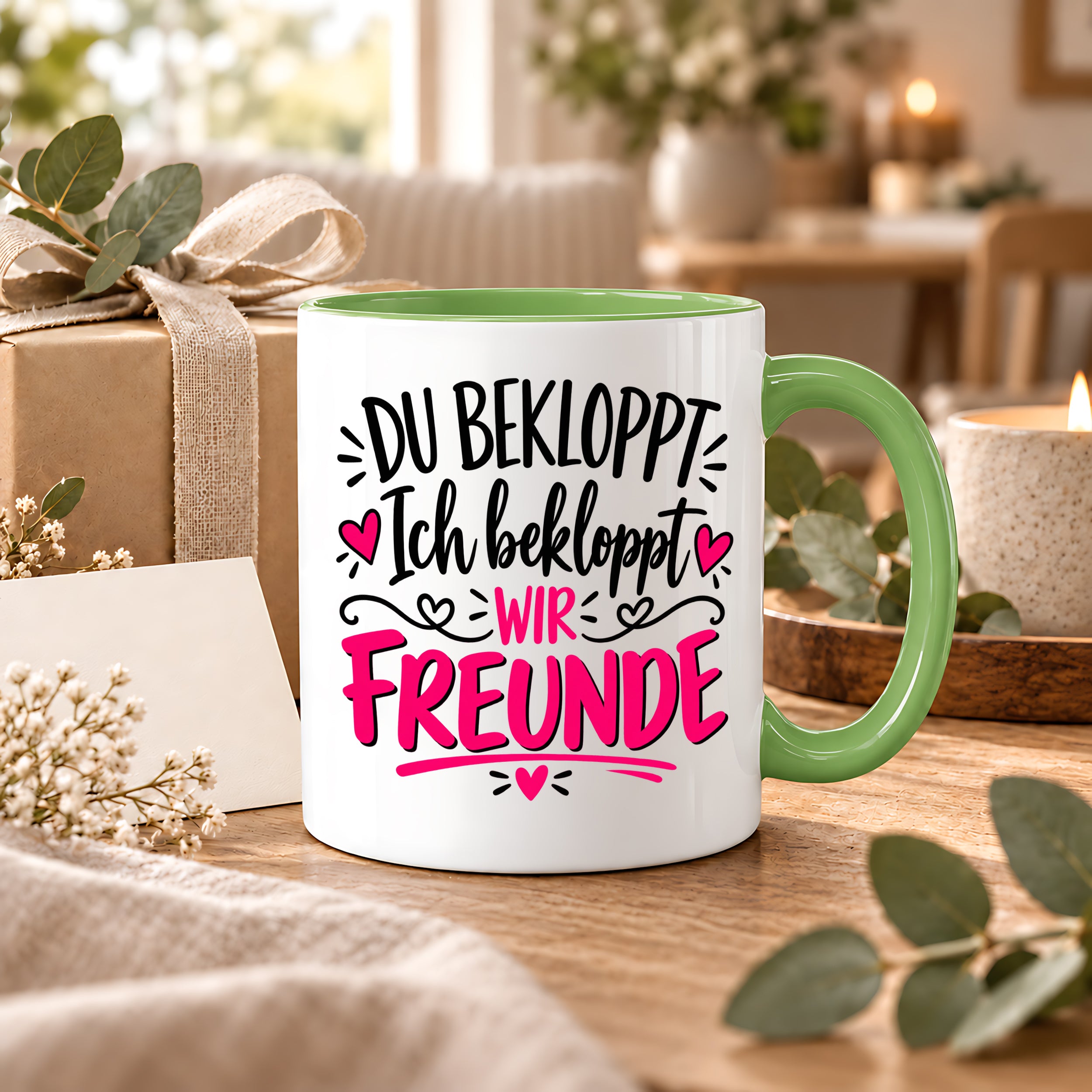 Tasse beste Freunde bekloppt lustiger Spruch Freundschaft Geschenk für Freundin Freund Geburtstag Weihnachten 330 ml