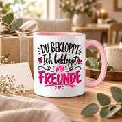 Tasse beste Freunde bekloppt lustiger Spruch Freundschaft Geschenk für Freundin Freund Geburtstag Weihnachten 330 ml