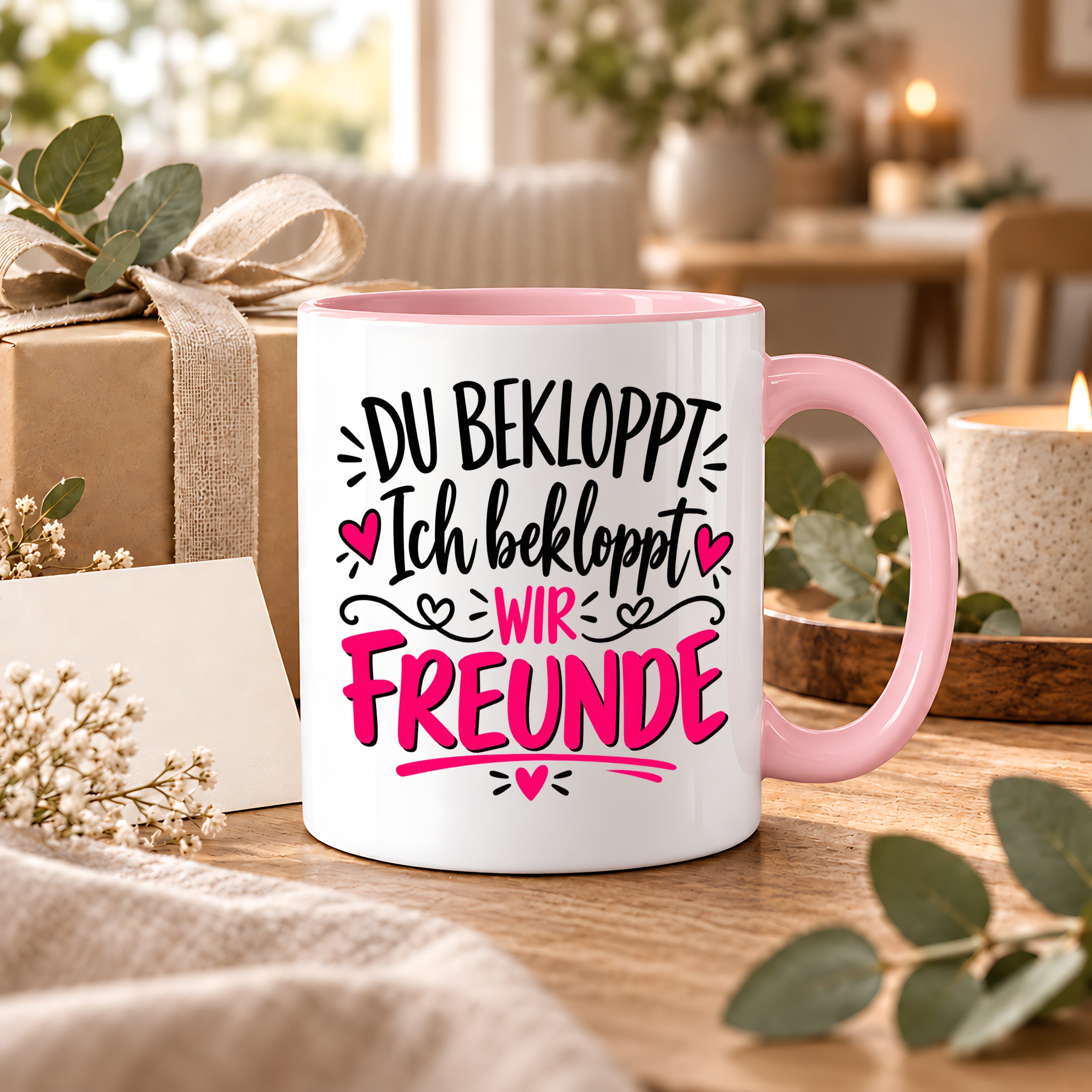 Tasse beste Freunde bekloppt lustiger Spruch Freundschaft Geschenk für Freundin Freund Geburtstag Weihnachten 330 ml