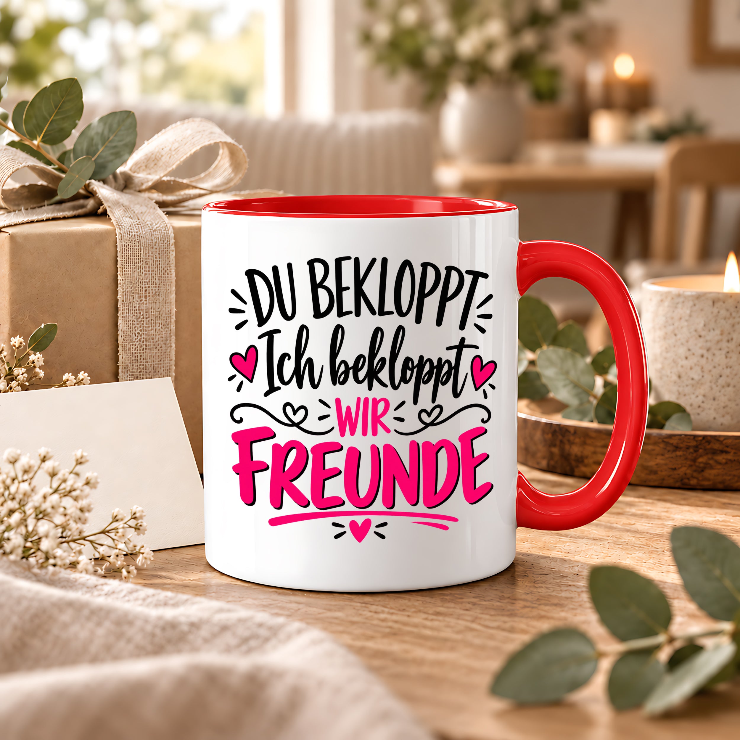 Tasse beste Freunde bekloppt lustiger Spruch Freundschaft Geschenk für Freundin Freund Geburtstag Weihnachten 330 ml
