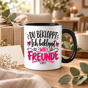 Tasse beste Freunde bekloppt lustiger Spruch Freundschaft Geschenk für Freundin Freund Geburtstag Weihnachten 330 ml