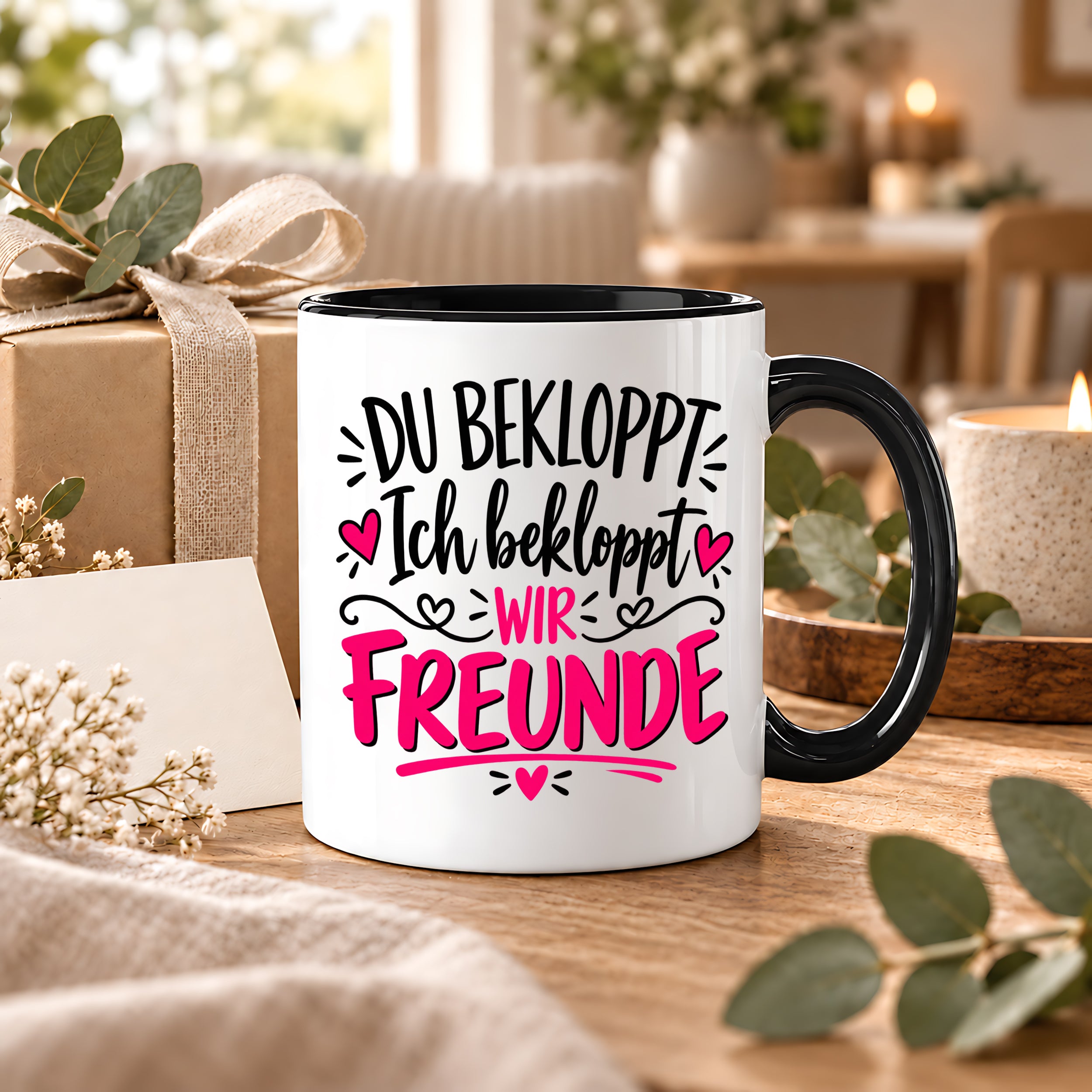 Tasse beste Freunde bekloppt lustiger Spruch Freundschaft Geschenk für Freundin Freund Geburtstag Weihnachten 330 ml