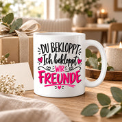 Tasse beste Freunde bekloppt lustiger Spruch Freundschaft Geschenk für Freundin Freund Geburtstag Weihnachten 330 ml