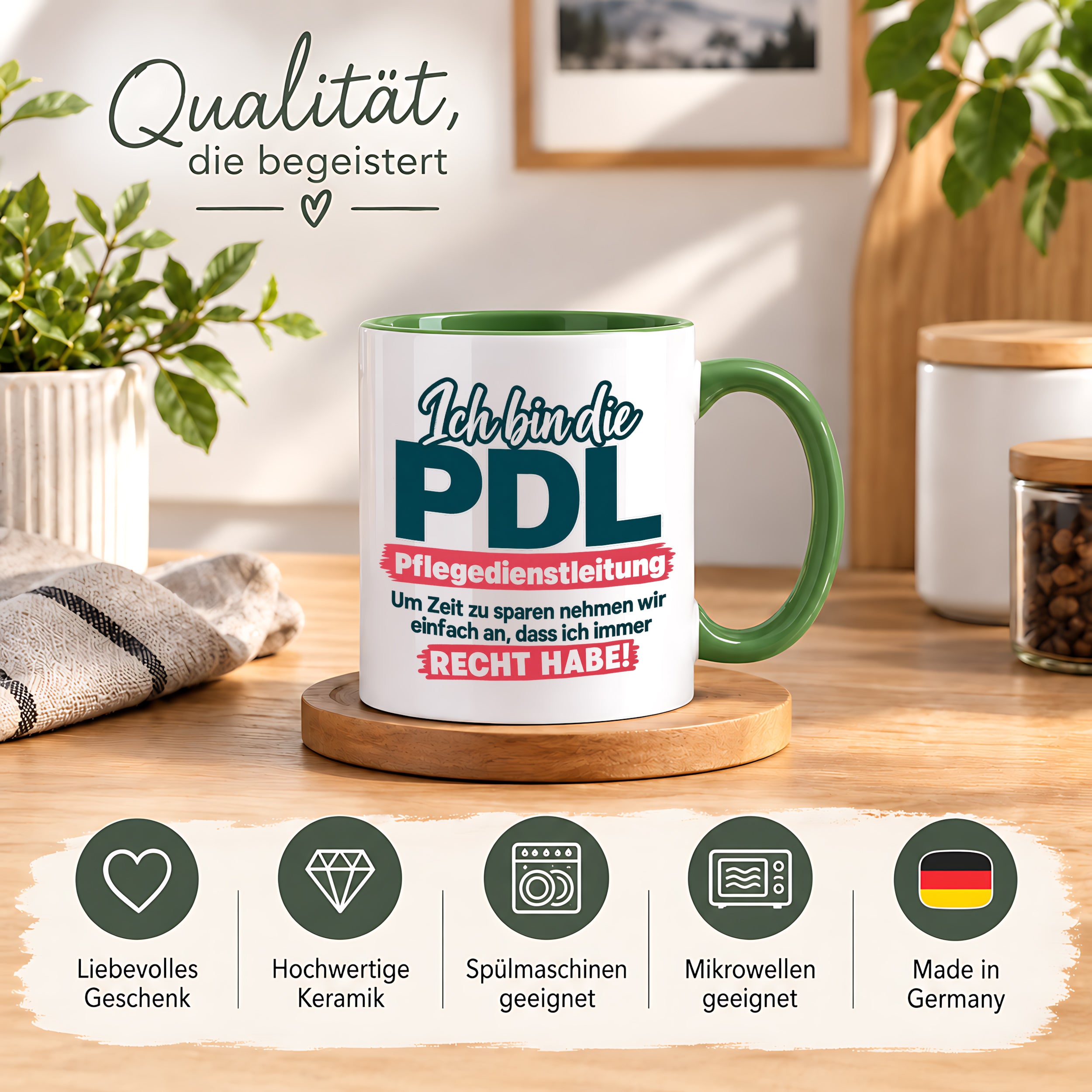 PDL Tasse Pflegedienstleitung Geschenk 330 ml Lustiger Spruch Keramiktasse Pflege Leitung Geburtstag Weihnachten Kollegin