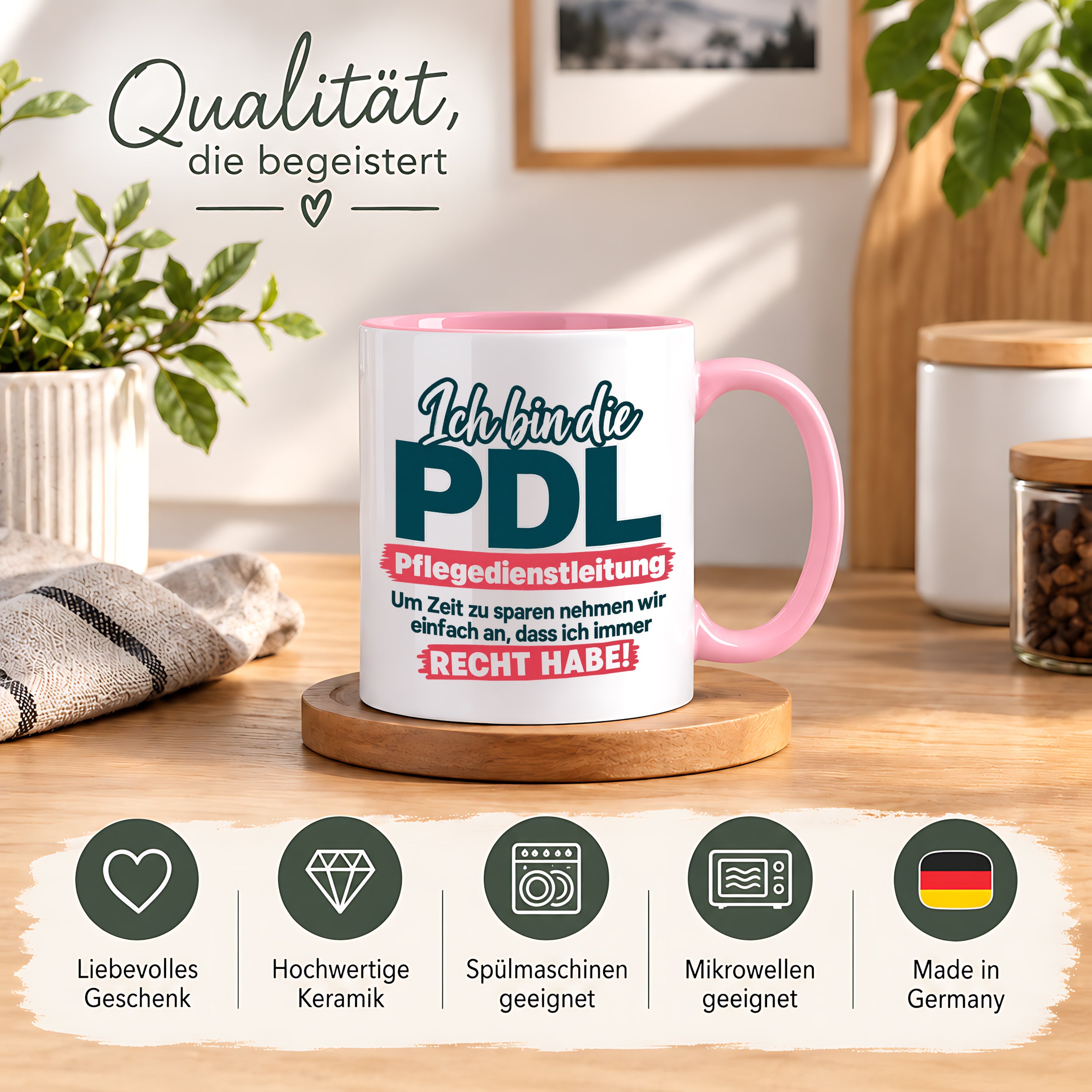 PDL Tasse Pflegedienstleitung Geschenk 330 ml Lustiger Spruch Keramiktasse Pflege Leitung Geburtstag Weihnachten Kollegin