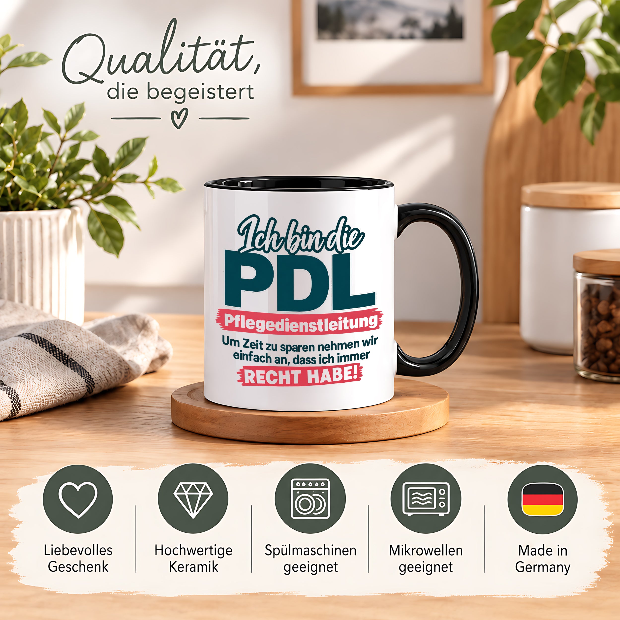 PDL Tasse Pflegedienstleitung Geschenk 330 ml Lustiger Spruch Keramiktasse Pflege Leitung Geburtstag Weihnachten Kollegin