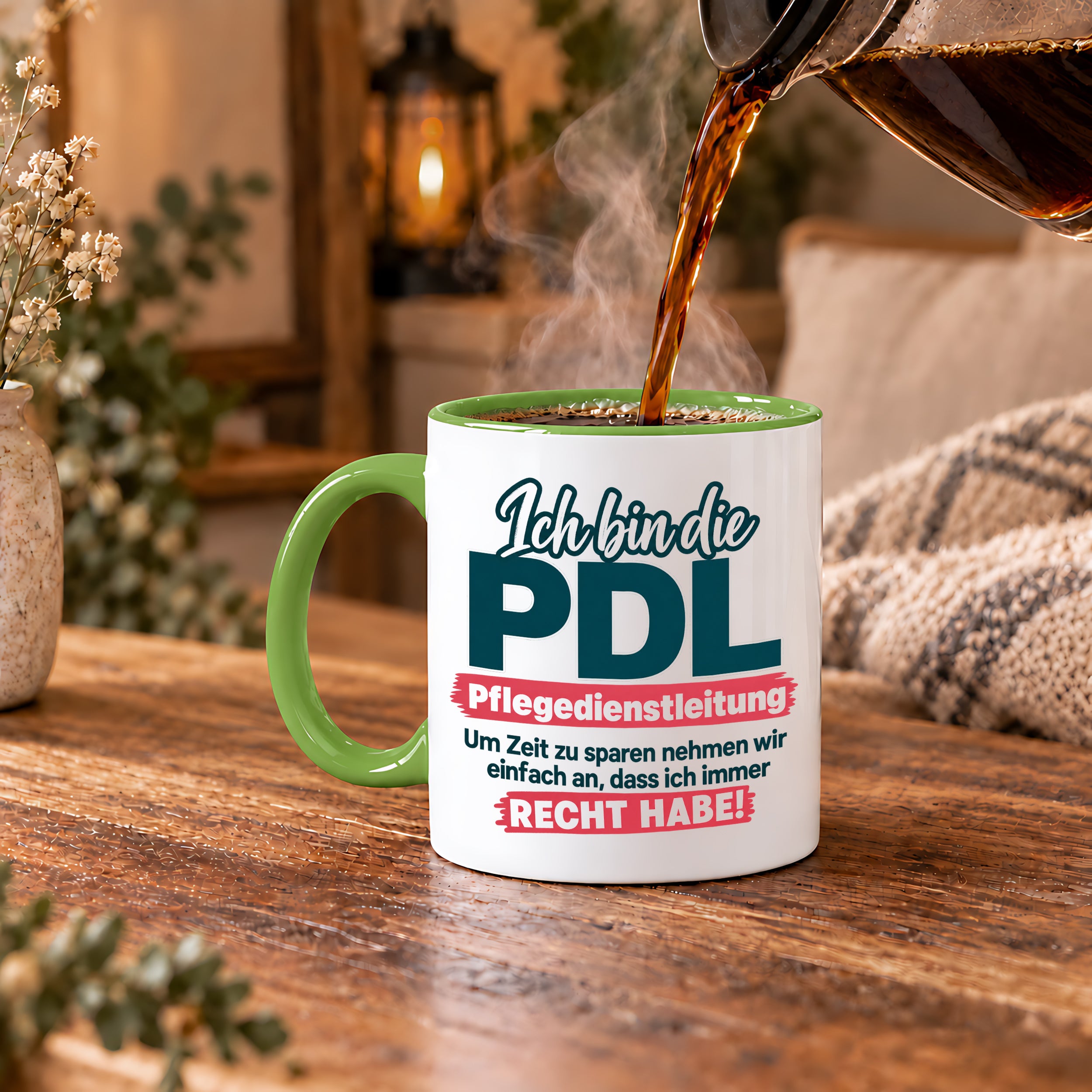 PDL Tasse Pflegedienstleitung Geschenk 330 ml Lustiger Spruch Keramiktasse Pflege Leitung Geburtstag Weihnachten Kollegin