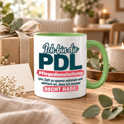PDL Tasse Pflegedienstleitung Geschenk 330 ml Lustiger Spruch Keramiktasse Pflege Leitung Geburtstag Weihnachten Kollegin