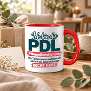 PDL Tasse Pflegedienstleitung Geschenk 330 ml Lustiger Spruch Keramiktasse Pflege Leitung Geburtstag Weihnachten Kollegin
