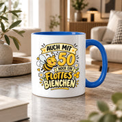 Tasse 50 Geburtstag Flottes Bienchen lustiges Geschenk für Frauen Biene Kaffeetasse Geburtstag Mama Freundin Schwester 330 ml