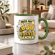 Tasse 50 Geburtstag Flottes Bienchen lustiges Geschenk für Frauen Biene Kaffeetasse Geburtstag Mama Freundin Schwester 330 ml