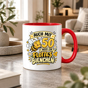 Tasse 50 Geburtstag Flottes Bienchen lustiges Geschenk für Frauen Biene Kaffeetasse Geburtstag Mama Freundin Schwester 330 ml