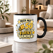 Tasse 50 Geburtstag Flottes Bienchen lustiges Geschenk für Frauen Biene Kaffeetasse Geburtstag Mama Freundin Schwester 330 ml