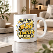 Tasse 50 Geburtstag Flottes Bienchen lustiges Geschenk für Frauen Biene Kaffeetasse Geburtstag Mama Freundin Schwester 330 ml