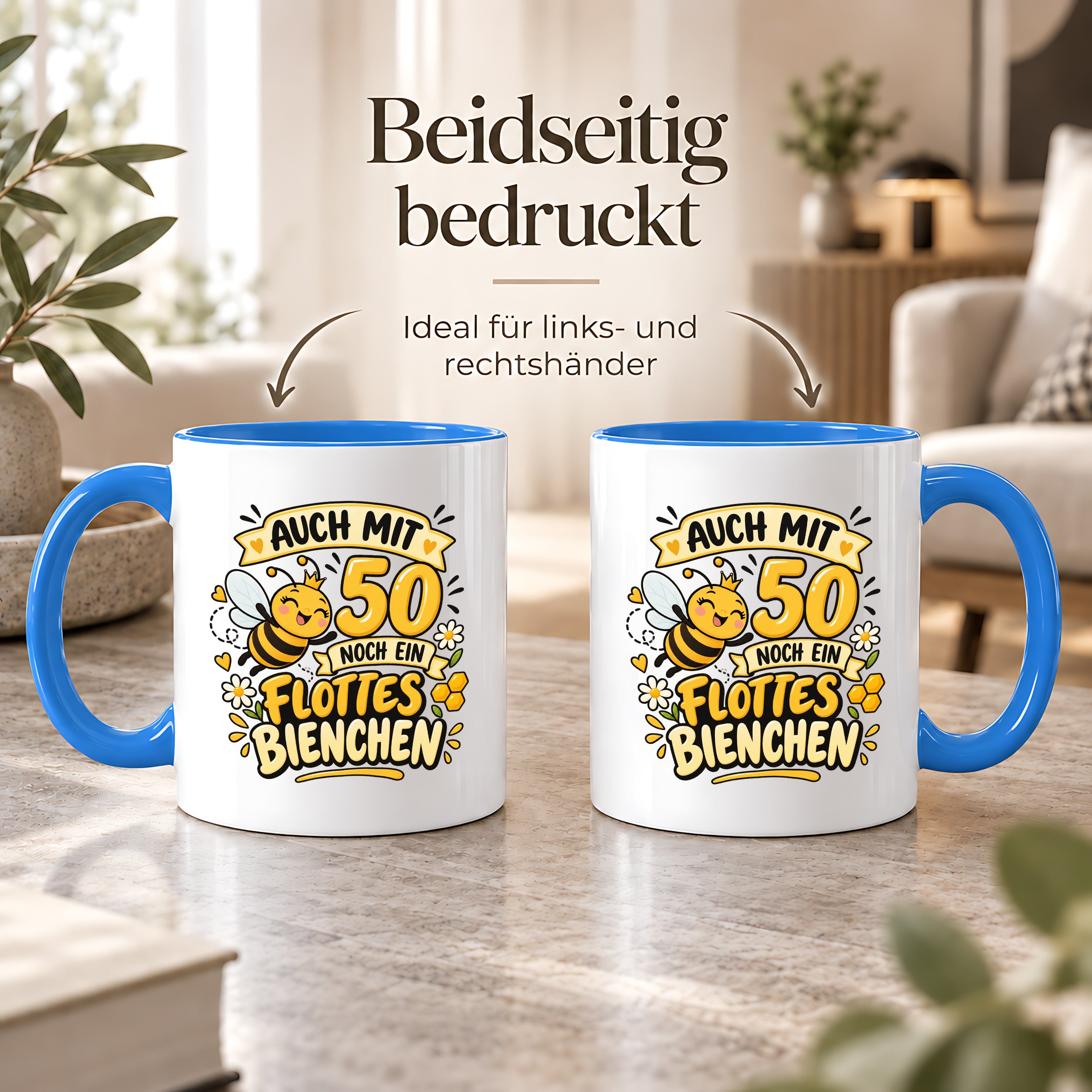 Tasse 50 Geburtstag Flottes Bienchen lustiges Geschenk für Frauen Biene Kaffeetasse Geburtstag Mama Freundin Schwester 330 ml