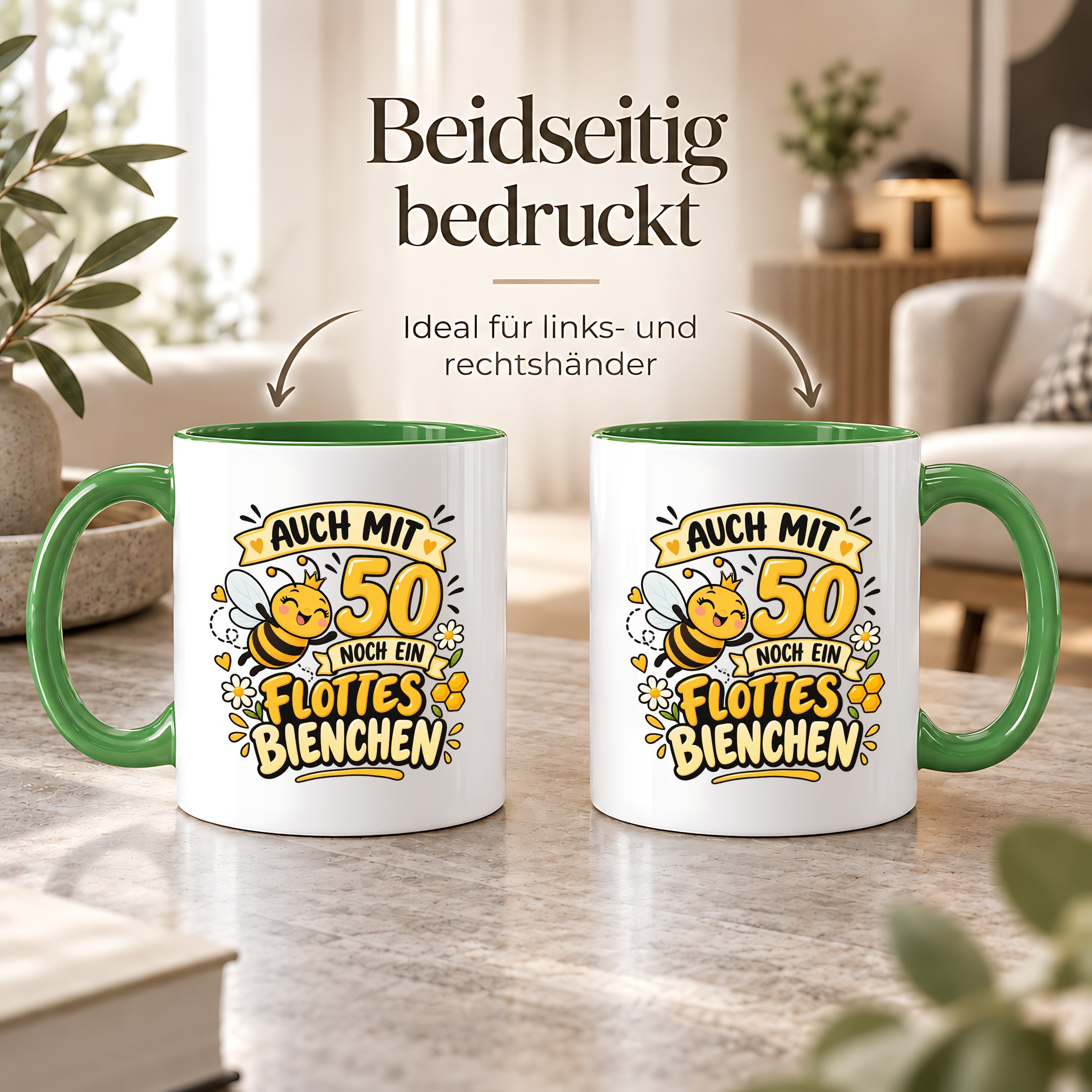 Tasse 50 Geburtstag Flottes Bienchen lustiges Geschenk für Frauen Biene Kaffeetasse Geburtstag Mama Freundin Schwester 330 ml