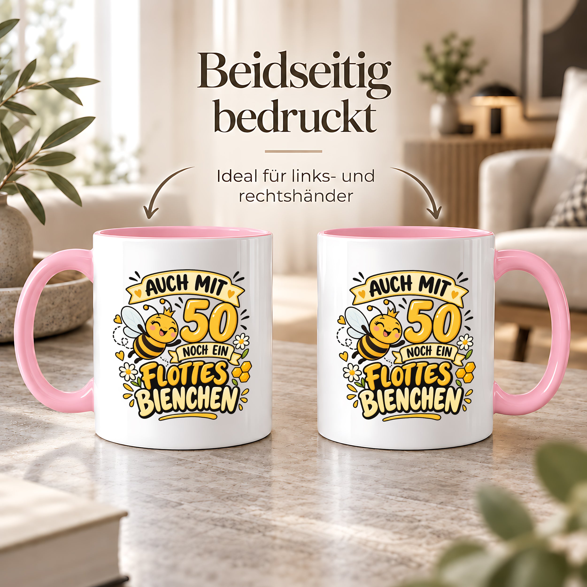 Tasse 50 Geburtstag Flottes Bienchen lustiges Geschenk für Frauen Biene Kaffeetasse Geburtstag Mama Freundin Schwester 330 ml