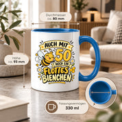 Tasse 50 Geburtstag Flottes Bienchen lustiges Geschenk für Frauen Biene Kaffeetasse Geburtstag Mama Freundin Schwester 330 ml