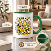 Tasse 50 Geburtstag Flottes Bienchen lustiges Geschenk für Frauen Biene Kaffeetasse Geburtstag Mama Freundin Schwester 330 ml