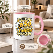 Tasse 50 Geburtstag Flottes Bienchen lustiges Geschenk für Frauen Biene Kaffeetasse Geburtstag Mama Freundin Schwester 330 ml