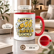 Tasse 50 Geburtstag Flottes Bienchen lustiges Geschenk für Frauen Biene Kaffeetasse Geburtstag Mama Freundin Schwester 330 ml