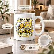 Tasse 50 Geburtstag Flottes Bienchen lustiges Geschenk für Frauen Biene Kaffeetasse Geburtstag Mama Freundin Schwester 330 ml