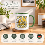 Tasse 50 Geburtstag Flottes Bienchen lustiges Geschenk für Frauen Biene Kaffeetasse Geburtstag Mama Freundin Schwester 330 ml