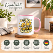 Tasse 50 Geburtstag Flottes Bienchen lustiges Geschenk für Frauen Biene Kaffeetasse Geburtstag Mama Freundin Schwester 330 ml