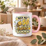 Tasse 50 Geburtstag Flottes Bienchen lustiges Geschenk für Frauen Biene Kaffeetasse Geburtstag Mama Freundin Schwester 330 ml