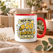 Tasse 50 Geburtstag Flottes Bienchen lustiges Geschenk für Frauen Biene Kaffeetasse Geburtstag Mama Freundin Schwester 330 ml