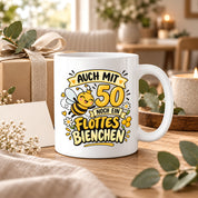 Tasse 50 Geburtstag Flottes Bienchen lustiges Geschenk für Frauen Biene Kaffeetasse Geburtstag Mama Freundin Schwester 330 ml