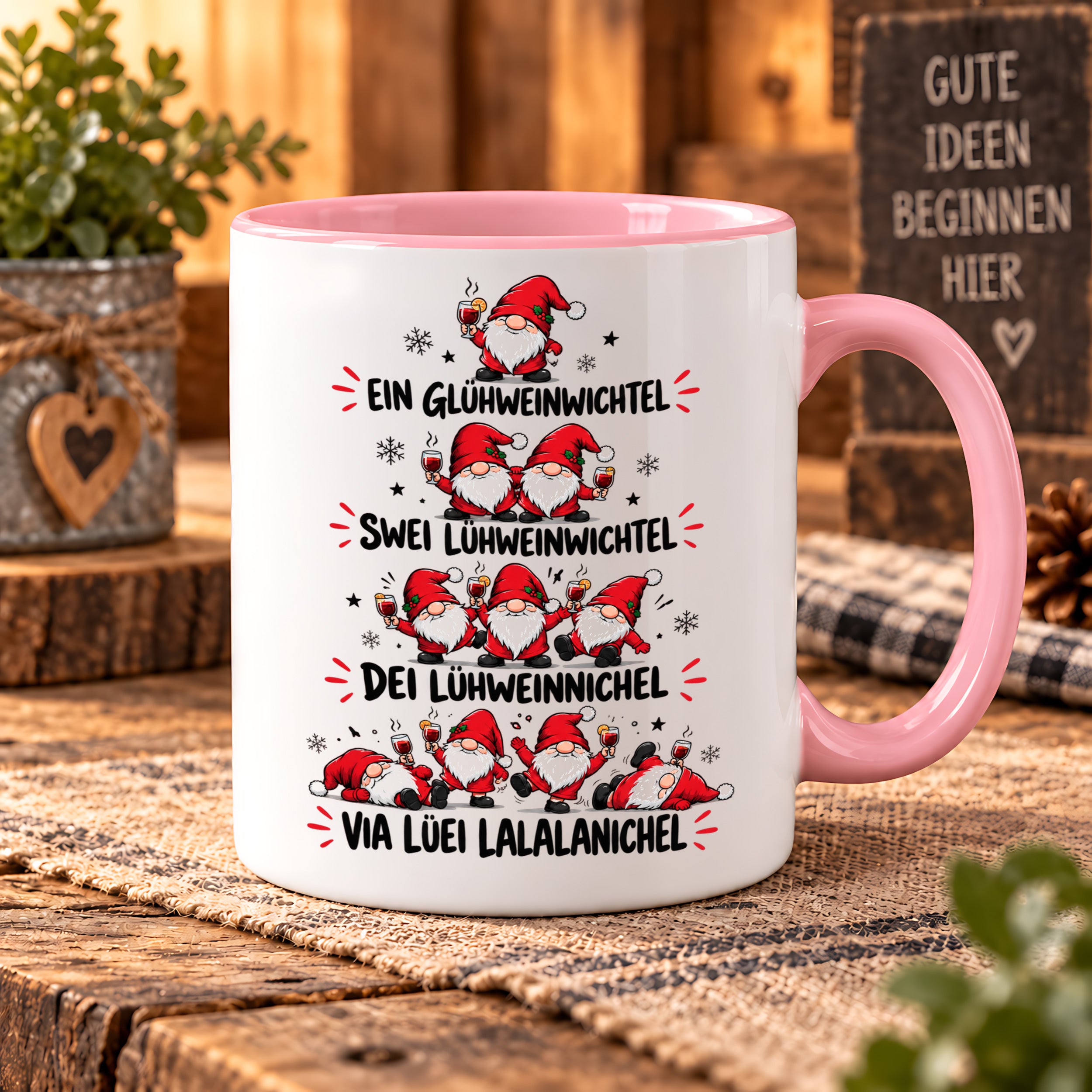 Glühweinwichtel Tasse lustiger Weihnachts Spruch 330 ml Keramiktasse Wichtel Geschenk Weihnachten Advent Glühwein Humor
