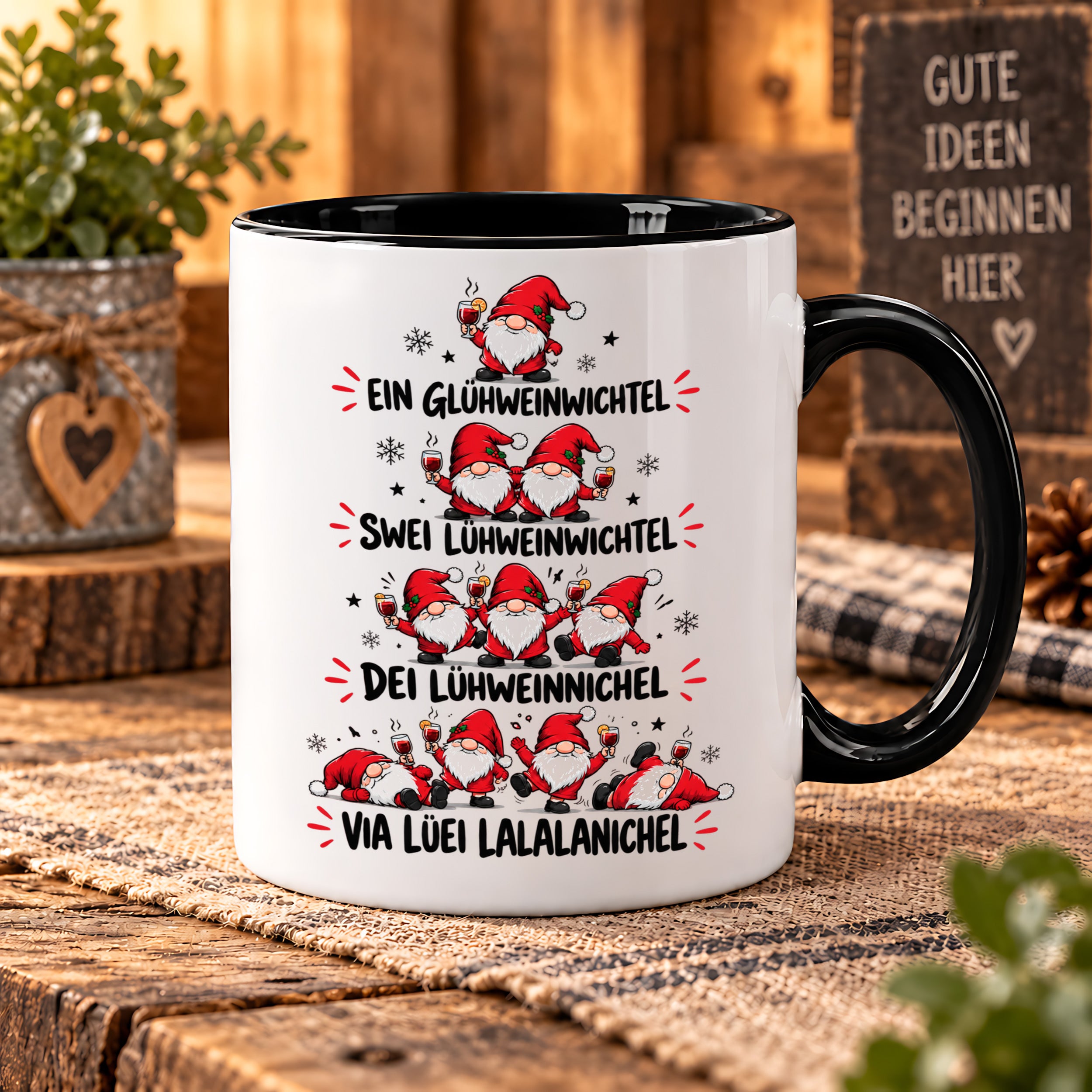 Glühweinwichtel Tasse lustiger Weihnachts Spruch 330 ml Keramiktasse Wichtel Geschenk Weihnachten Advent Glühwein Humor