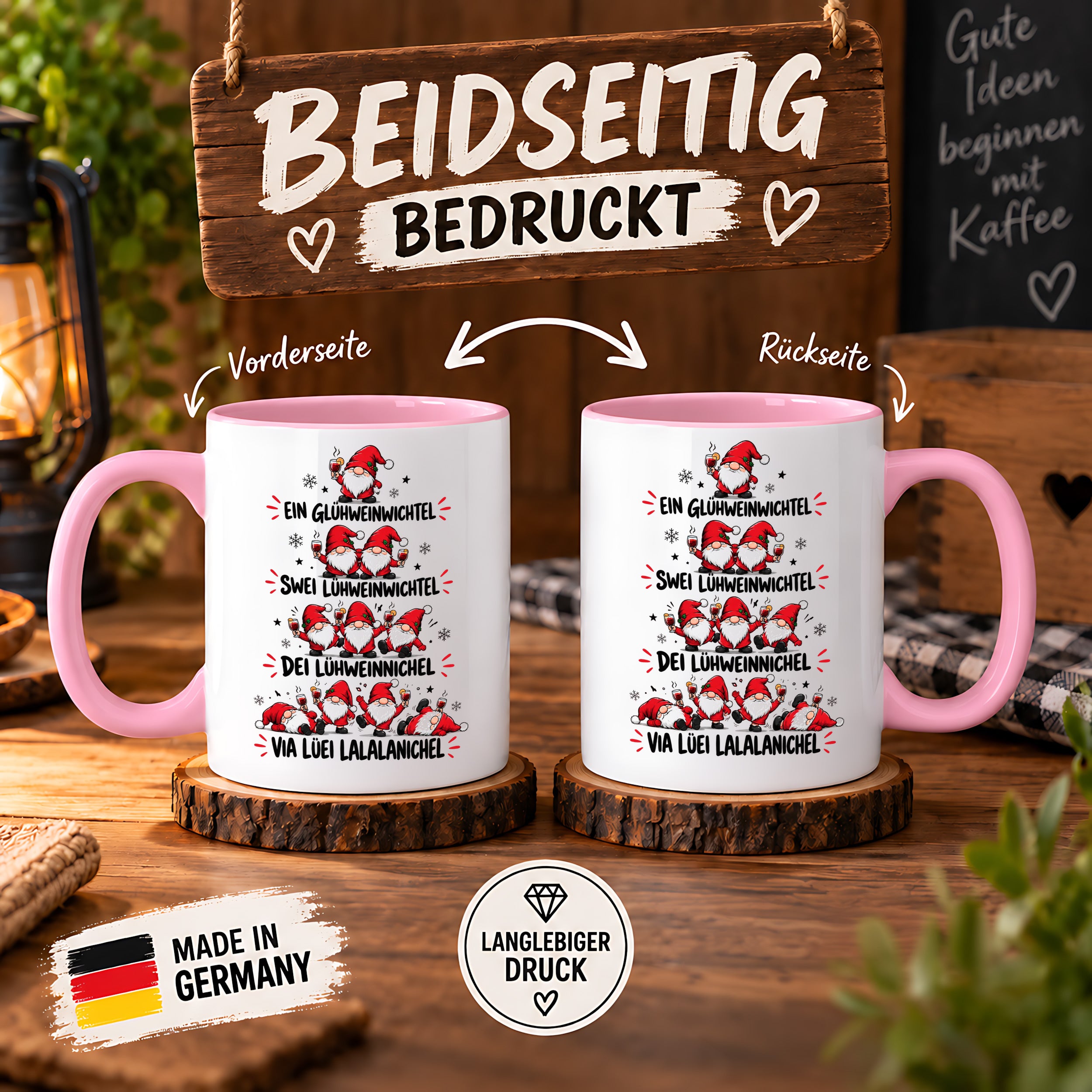 Glühweinwichtel Tasse lustiger Weihnachts Spruch 330 ml Keramiktasse Wichtel Geschenk Weihnachten Advent Glühwein Humor