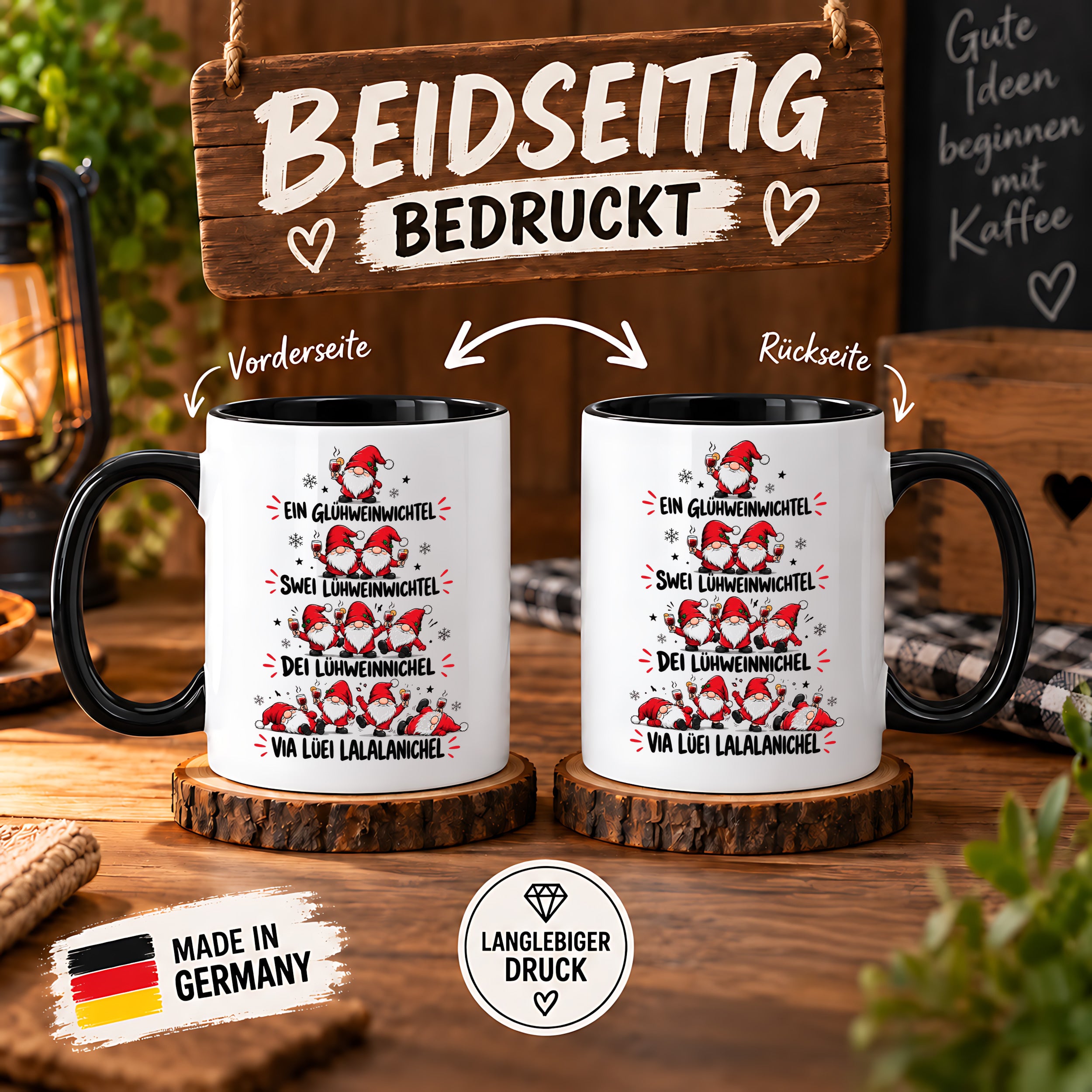 Glühweinwichtel Tasse lustiger Weihnachts Spruch 330 ml Keramiktasse Wichtel Geschenk Weihnachten Advent Glühwein Humor