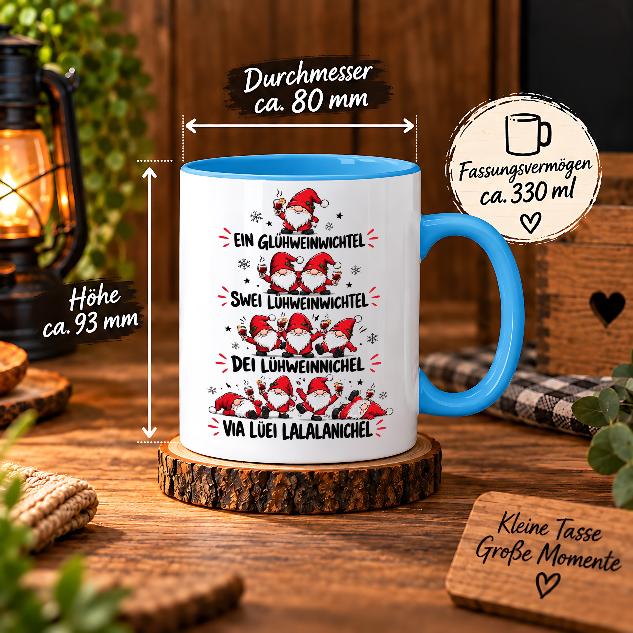 Glühweinwichtel Tasse lustiger Weihnachts Spruch 330 ml Keramiktasse Wichtel Geschenk Weihnachten Advent Glühwein Humor