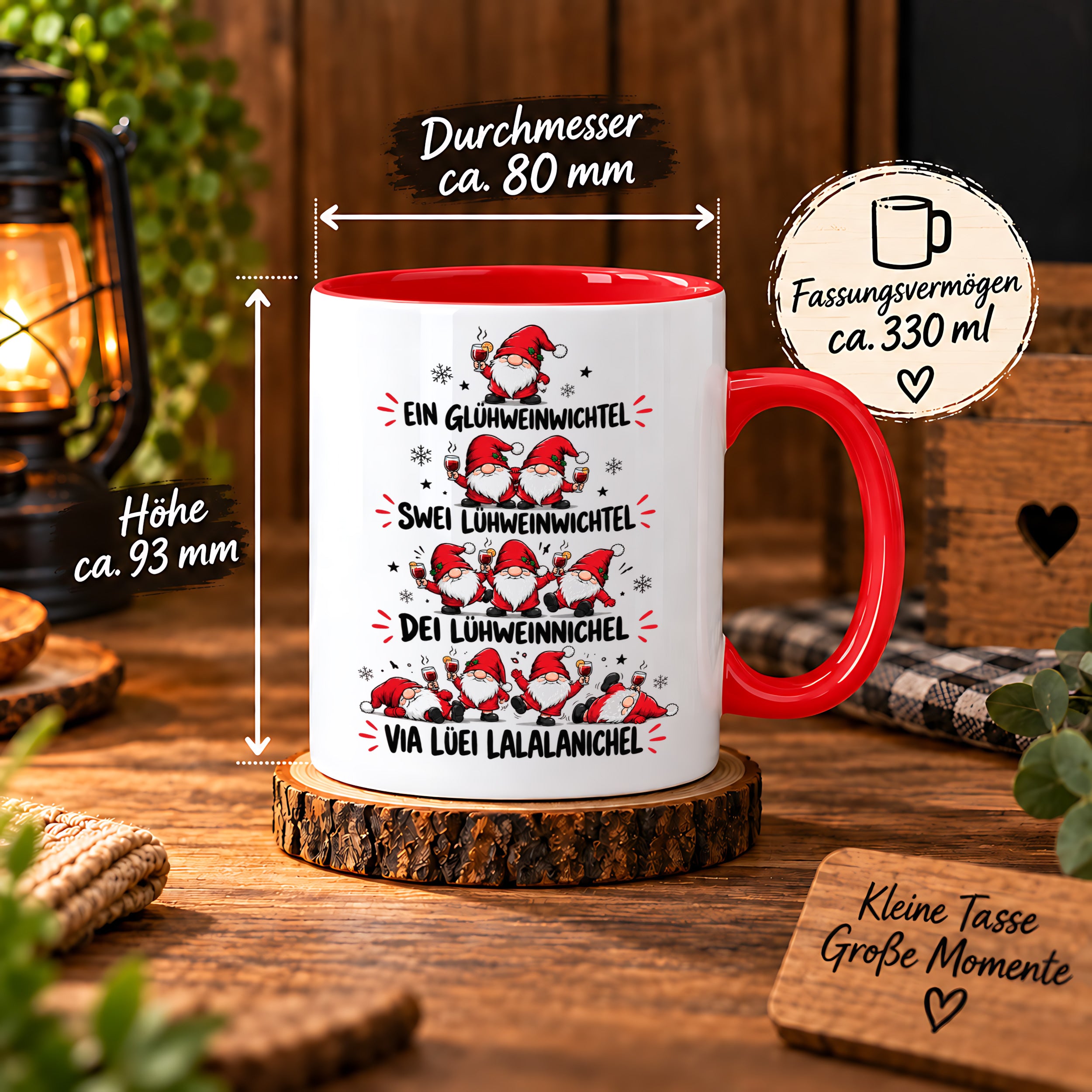 Glühweinwichtel Tasse lustiger Weihnachts Spruch 330 ml Keramiktasse Wichtel Geschenk Weihnachten Advent Glühwein Humor