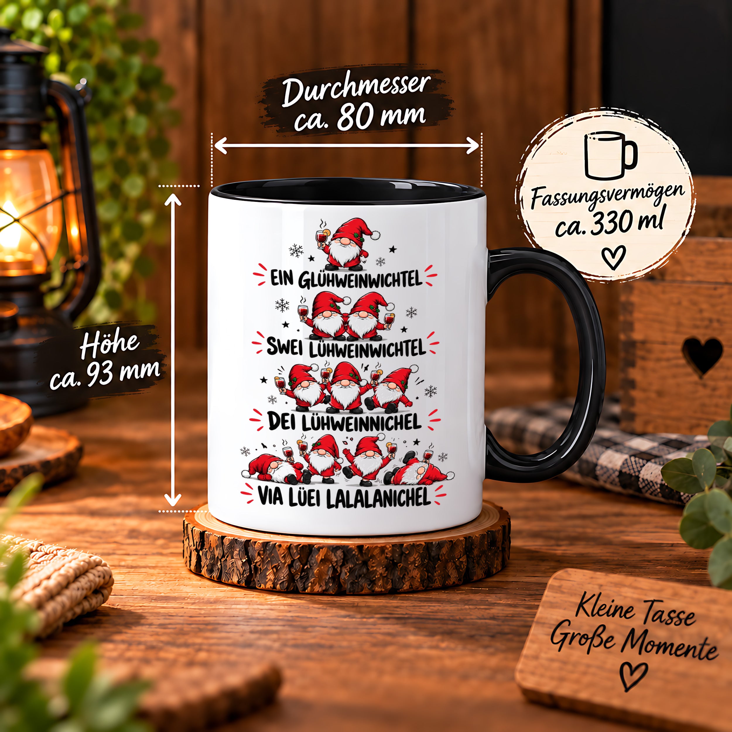Glühweinwichtel Tasse lustiger Weihnachts Spruch 330 ml Keramiktasse Wichtel Geschenk Weihnachten Advent Glühwein Humor