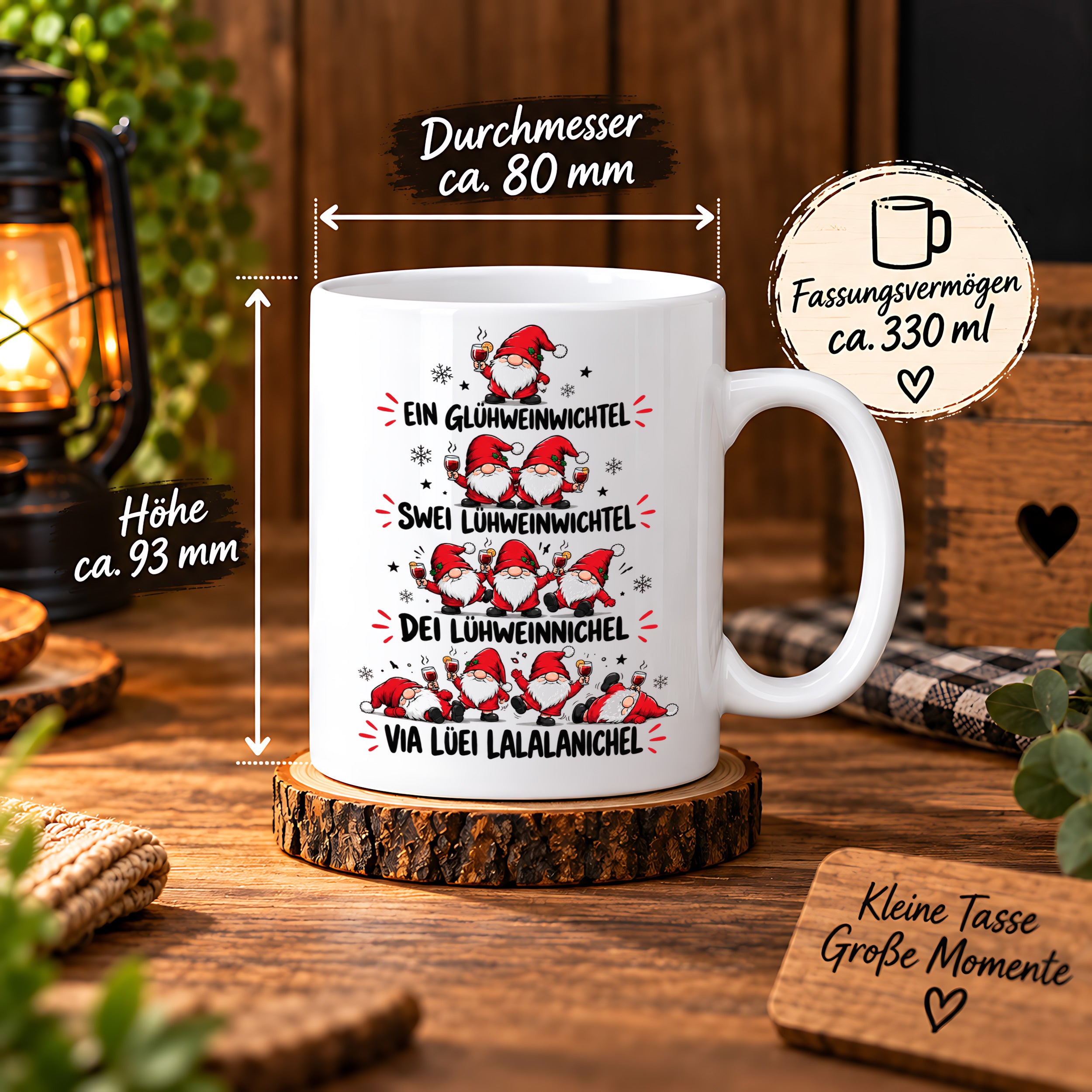 Glühweinwichtel Tasse lustiger Weihnachts Spruch 330 ml Keramiktasse Wichtel Geschenk Weihnachten Advent Glühwein Humor