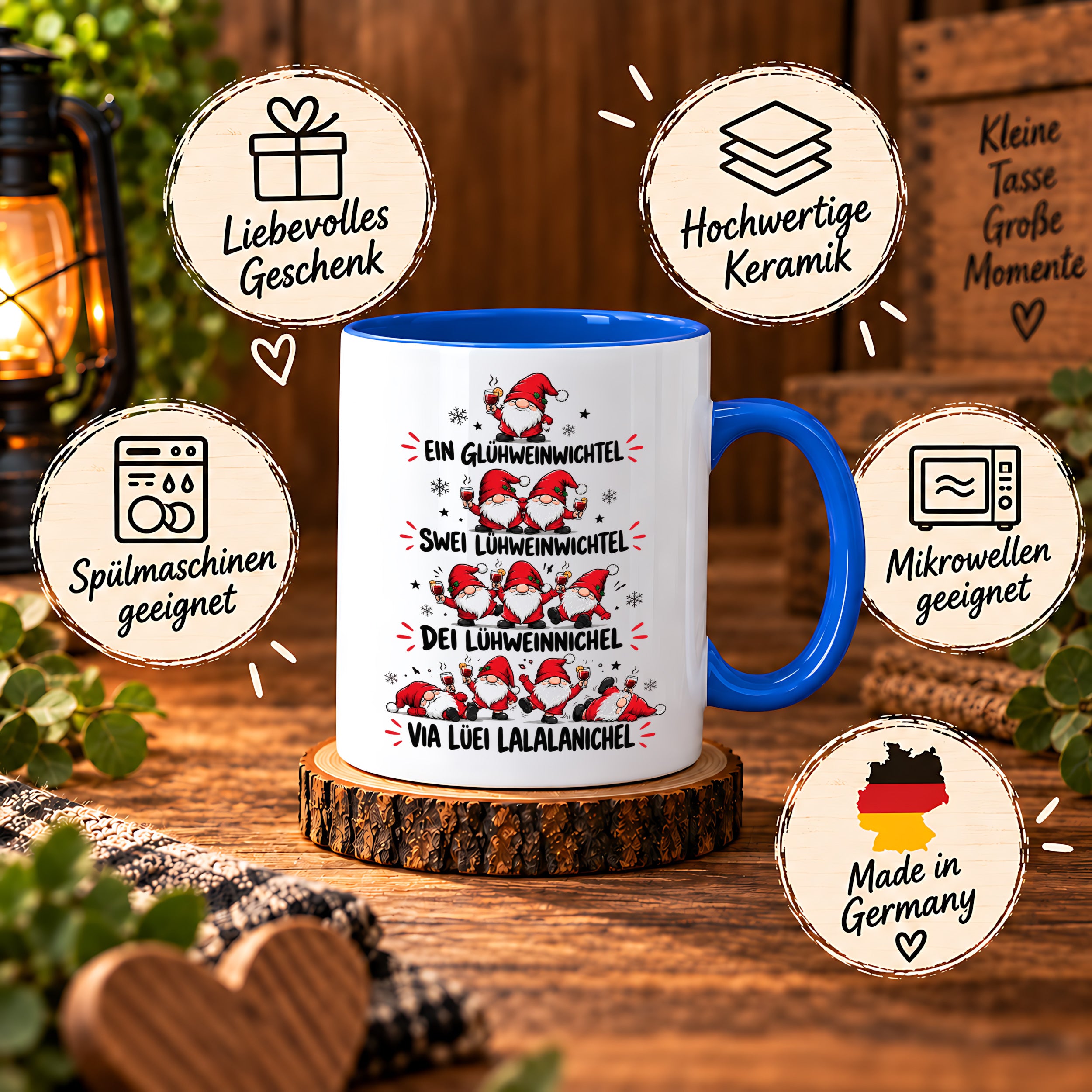 Glühweinwichtel Tasse lustiger Weihnachts Spruch 330 ml Keramiktasse Wichtel Geschenk Weihnachten Advent Glühwein Humor
