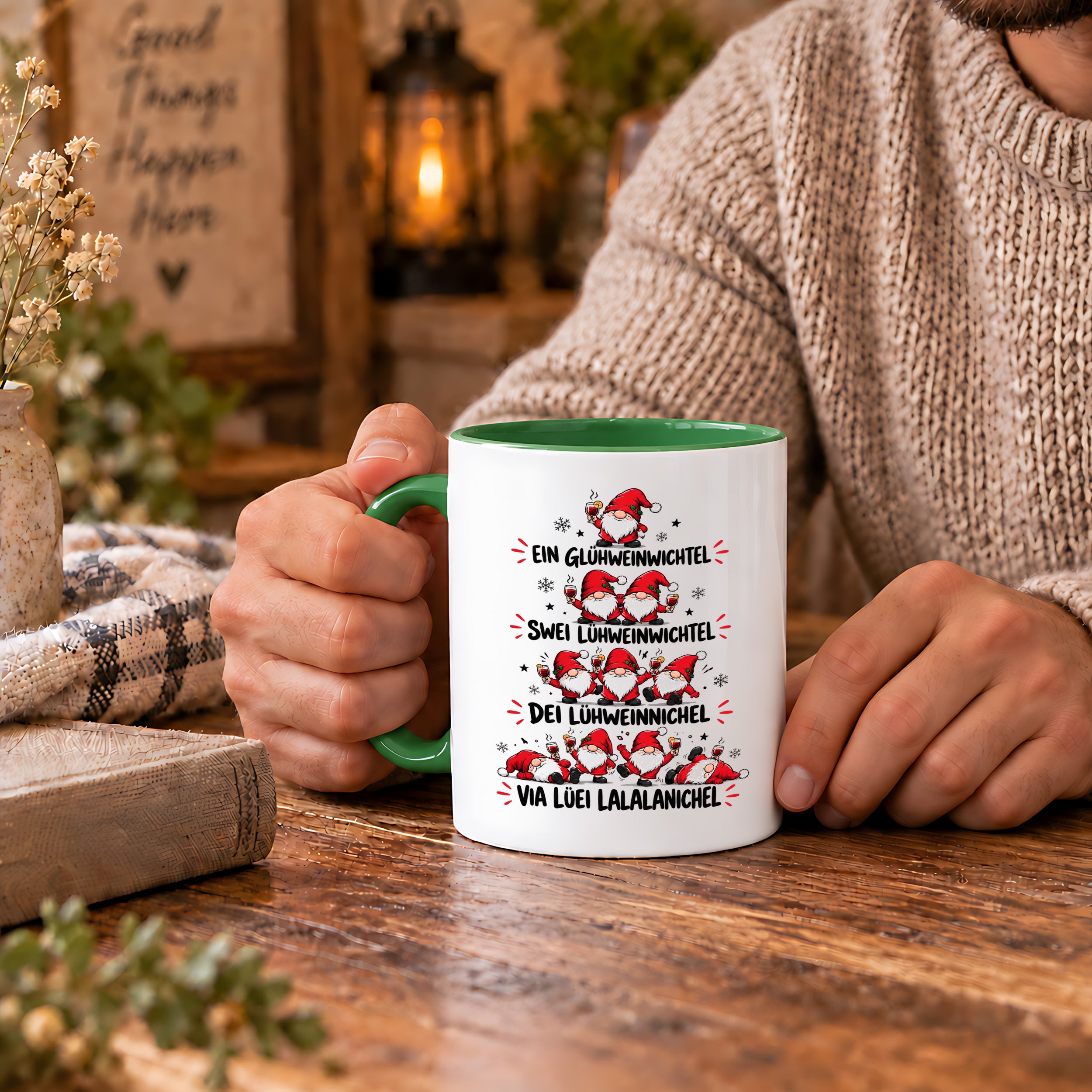Glühweinwichtel Tasse lustiger Weihnachts Spruch 330 ml Keramiktasse Wichtel Geschenk Weihnachten Advent Glühwein Humor