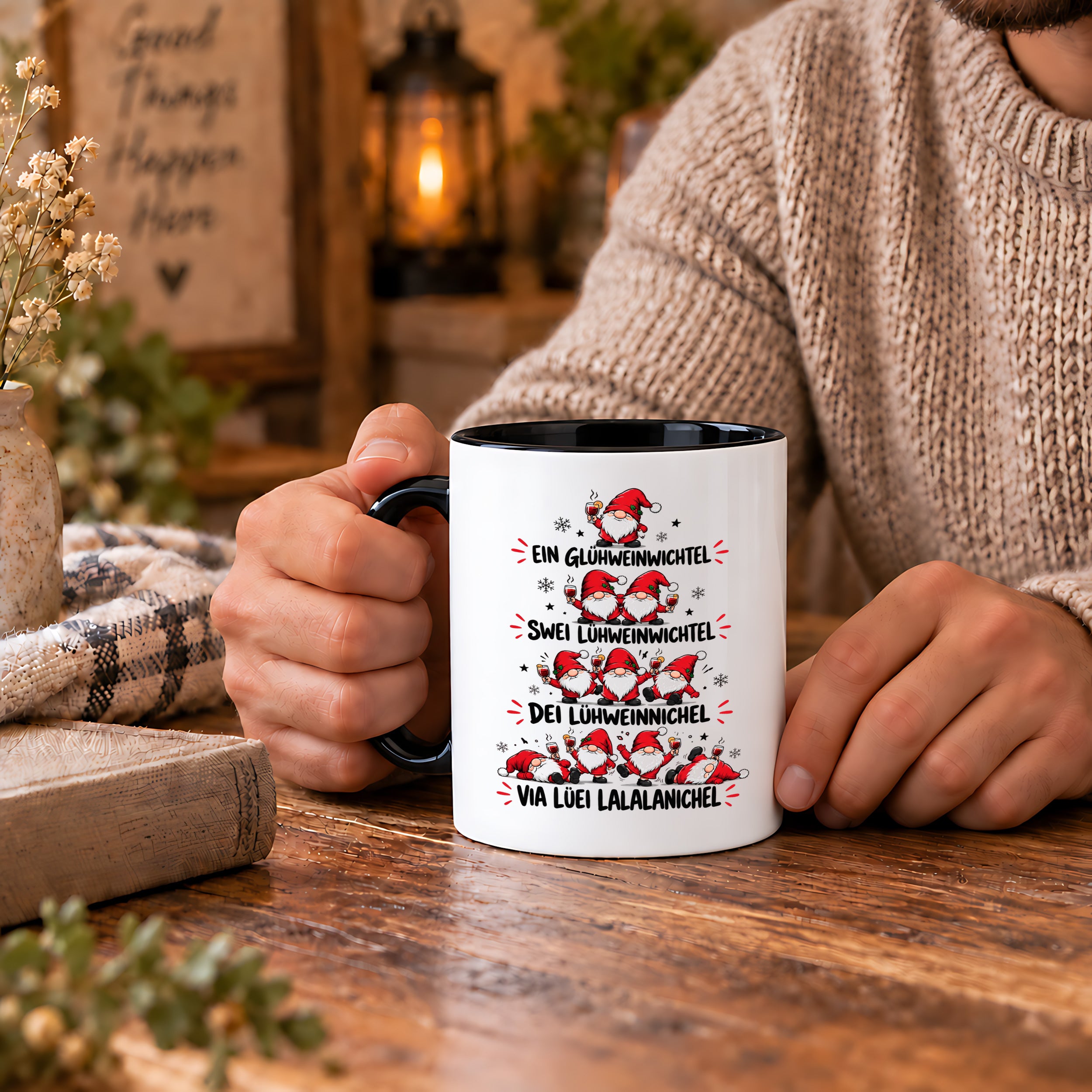 Glühweinwichtel Tasse lustiger Weihnachts Spruch 330 ml Keramiktasse Wichtel Geschenk Weihnachten Advent Glühwein Humor
