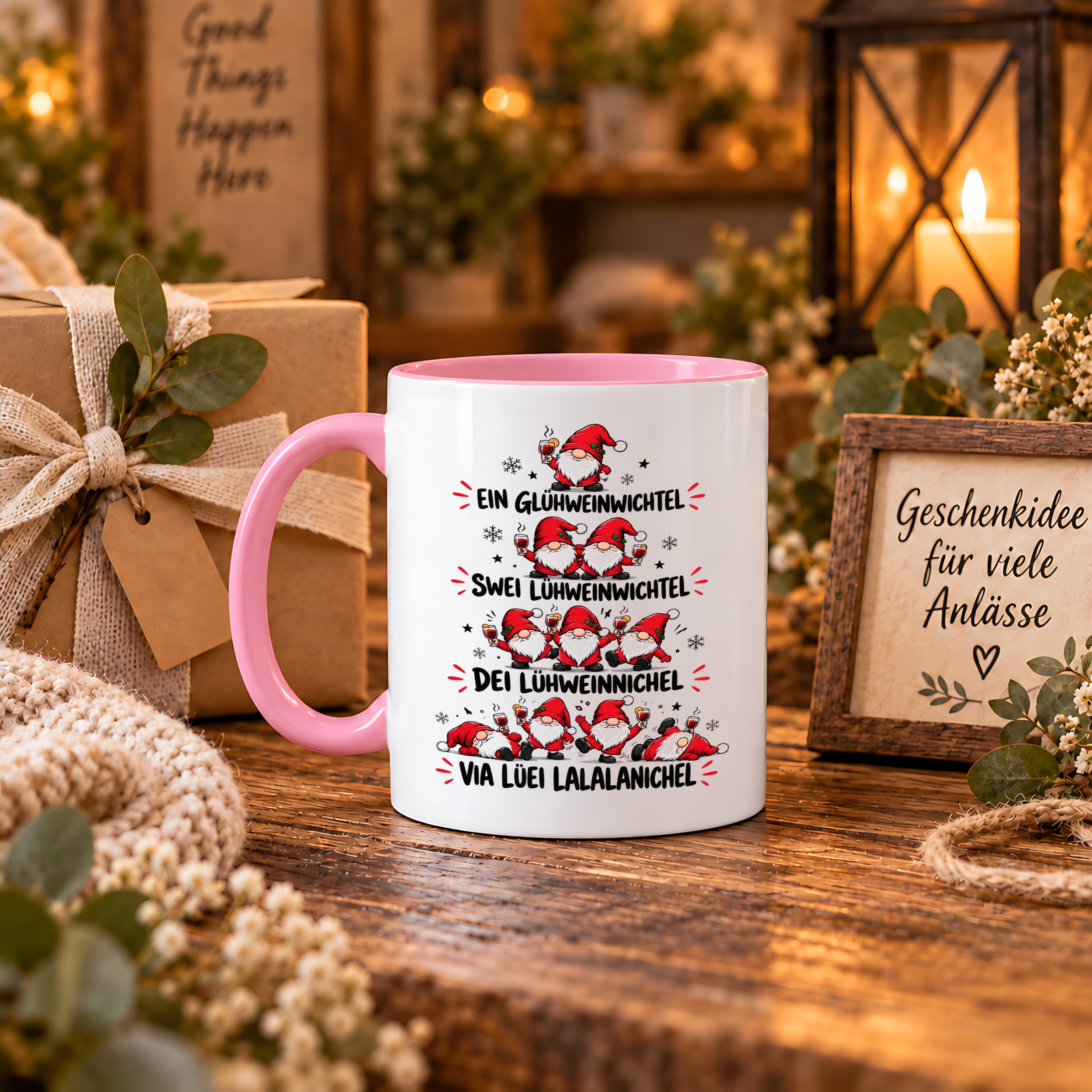 Glühweinwichtel Tasse lustiger Weihnachts Spruch 330 ml Keramiktasse Wichtel Geschenk Weihnachten Advent Glühwein Humor