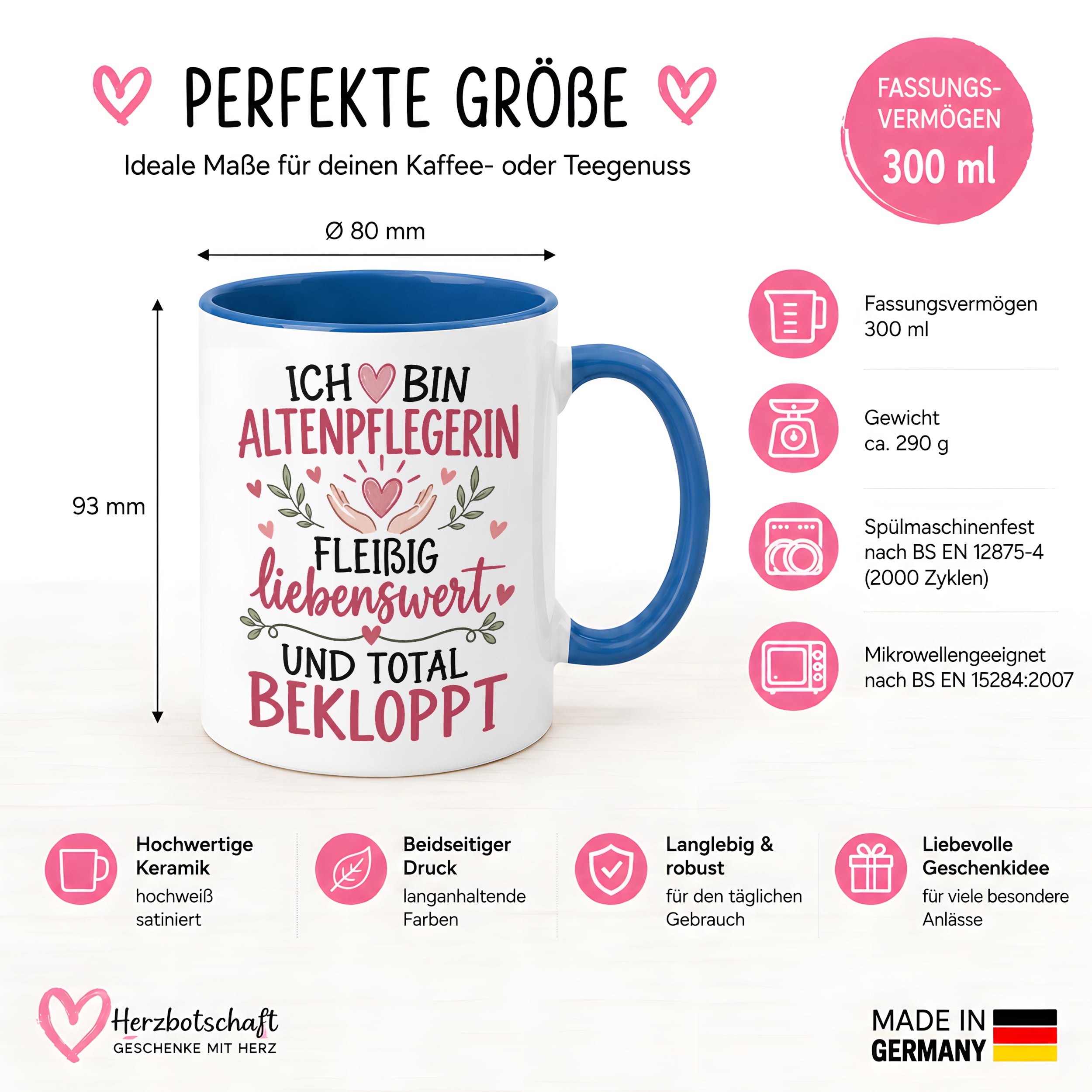 Altenpflegerin Tasse Geschenk 330 ml lustiger Spruch Pflege Altenpflege Geburtstag Weihnachten Kollegin