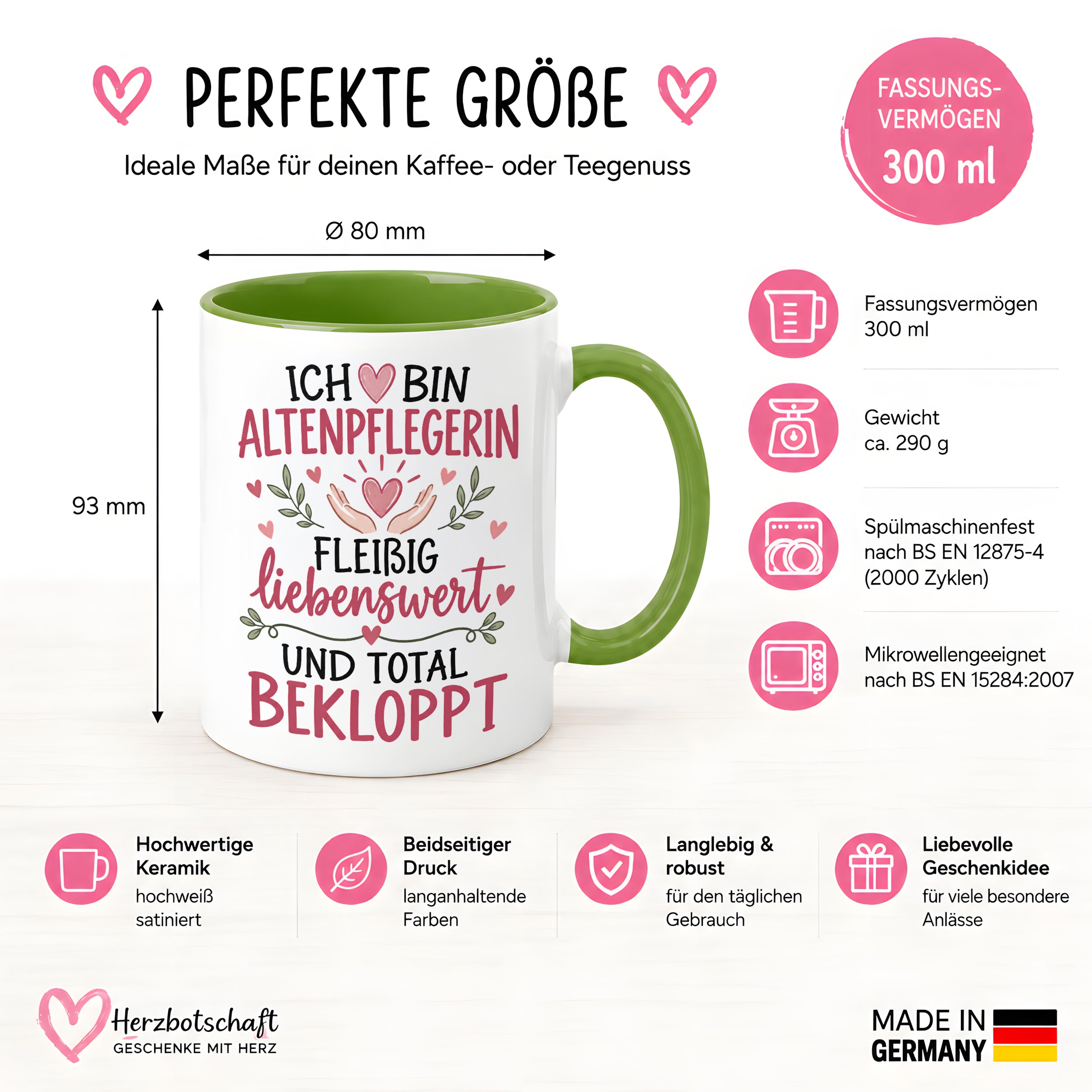 Altenpflegerin Tasse Geschenk 330 ml lustiger Spruch Pflege Altenpflege Geburtstag Weihnachten Kollegin
