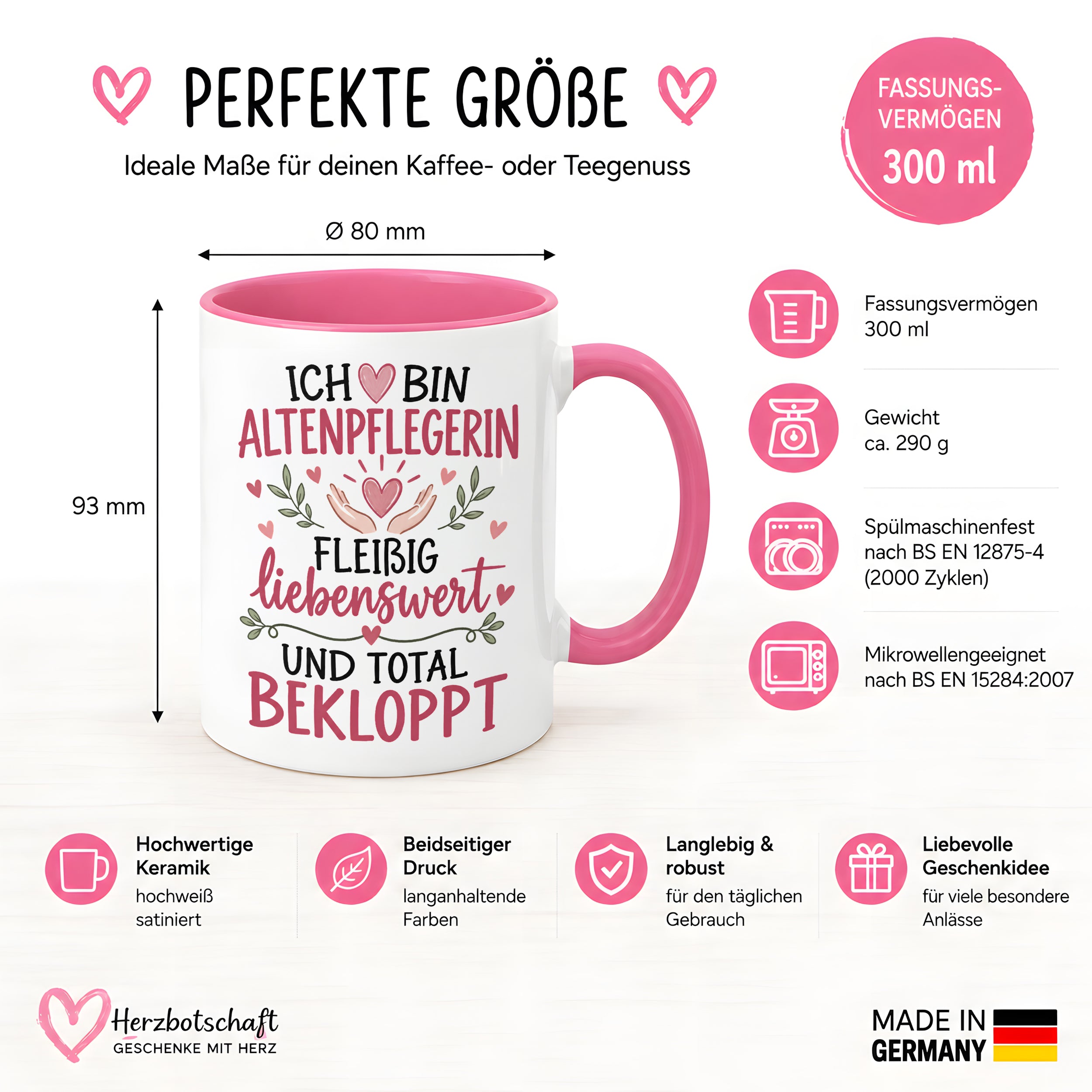 Altenpflegerin Tasse Geschenk 330 ml lustiger Spruch Pflege Altenpflege Geburtstag Weihnachten Kollegin