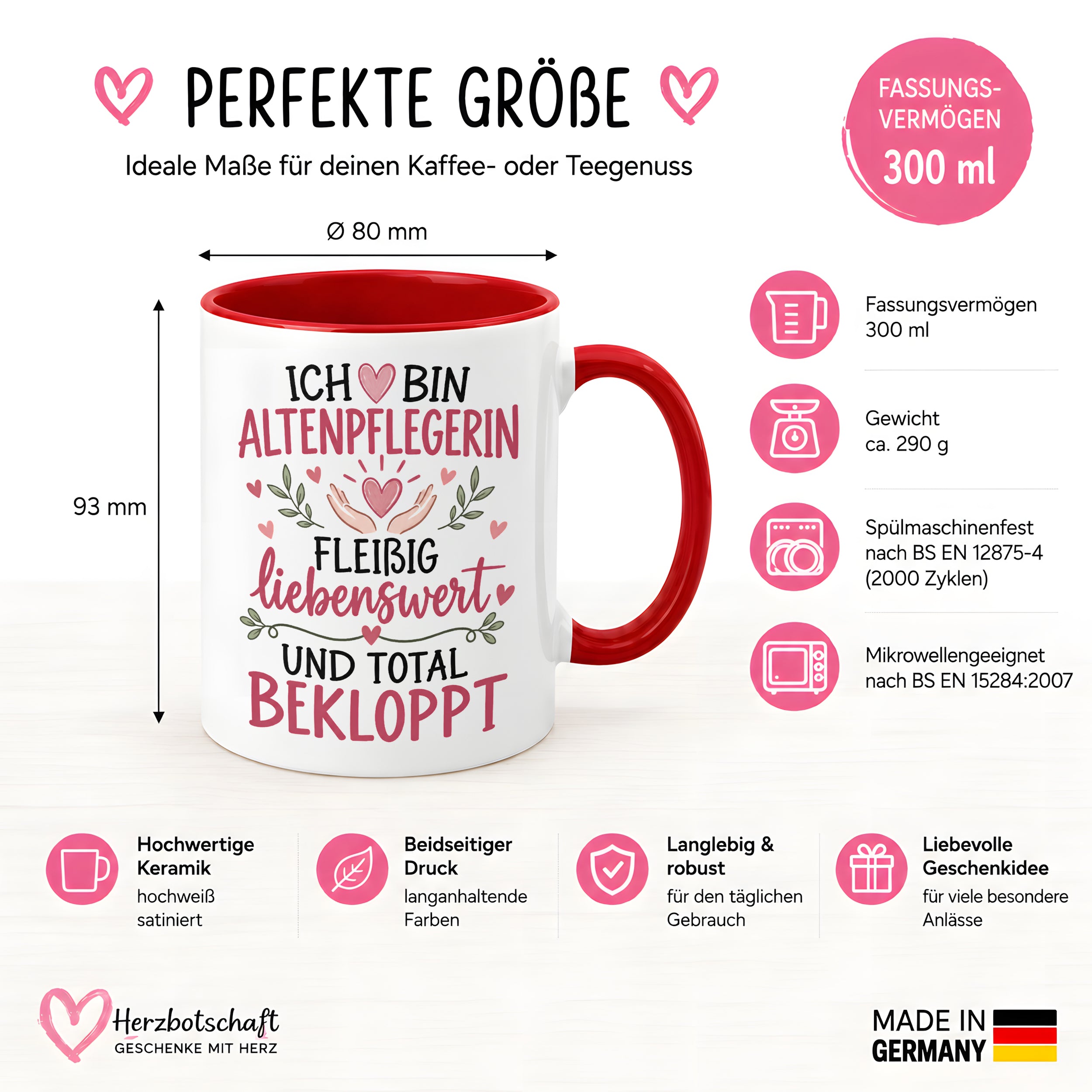 Altenpflegerin Tasse Geschenk 330 ml lustiger Spruch Pflege Altenpflege Geburtstag Weihnachten Kollegin