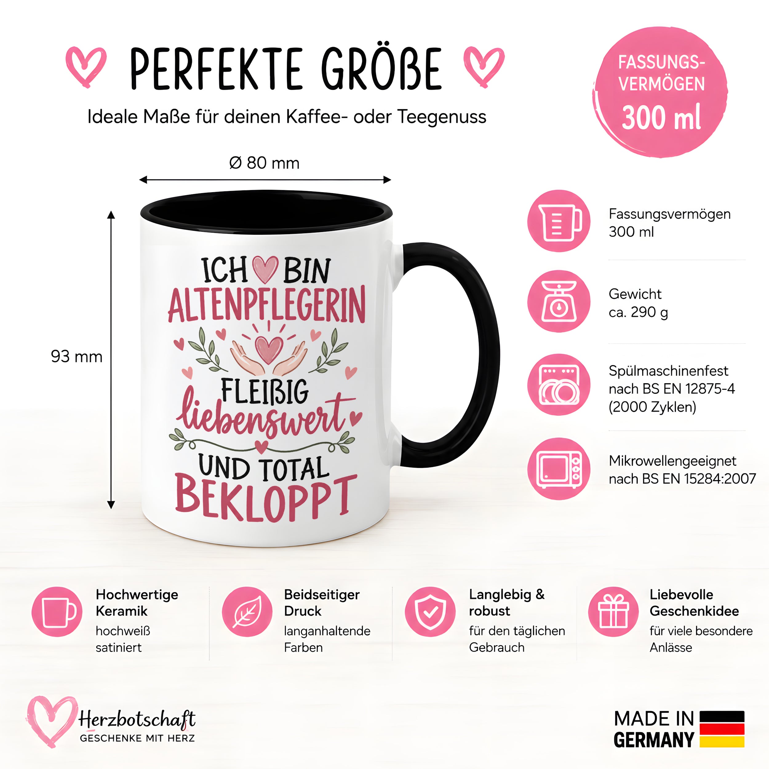 Altenpflegerin Tasse Geschenk 330 ml lustiger Spruch Pflege Altenpflege Geburtstag Weihnachten Kollegin