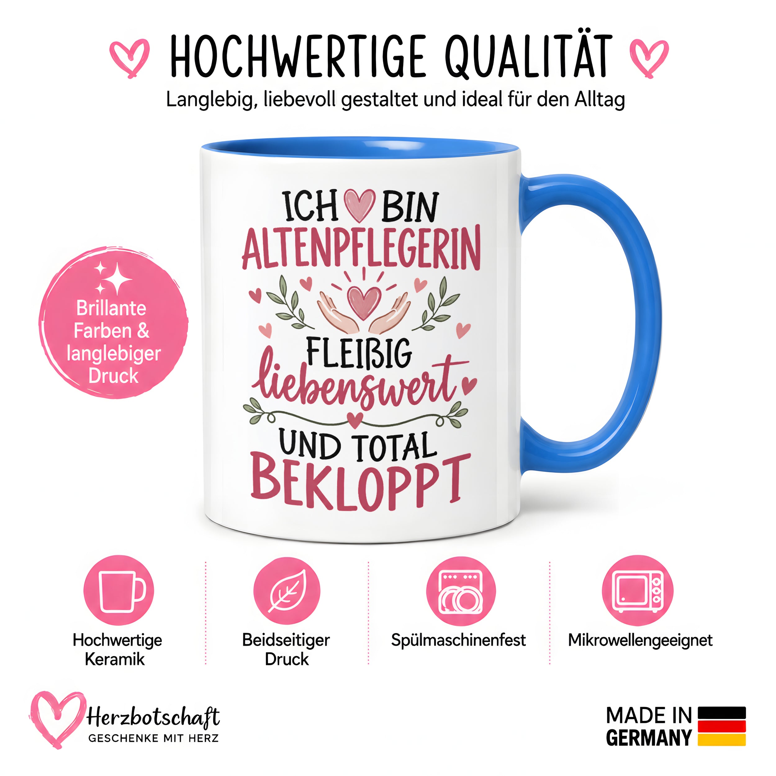 Altenpflegerin Tasse Geschenk 330 ml lustiger Spruch Pflege Altenpflege Geburtstag Weihnachten Kollegin