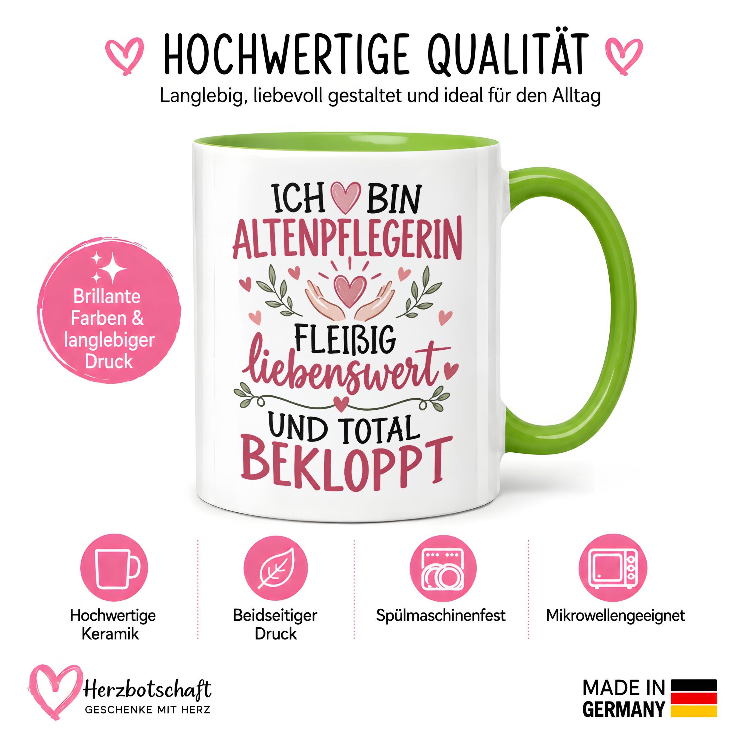 Altenpflegerin Tasse Geschenk 330 ml lustiger Spruch Pflege Altenpflege Geburtstag Weihnachten Kollegin